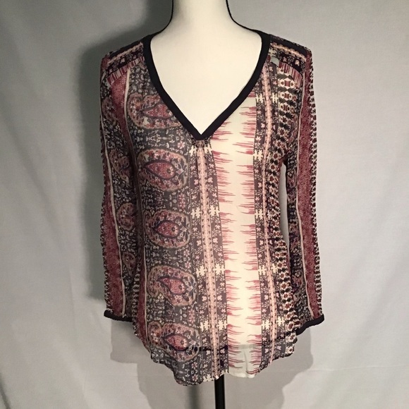 ✨Clearance✨Lucky Brand Long Sleeve Sheer Top size S - Picture 2 of 8